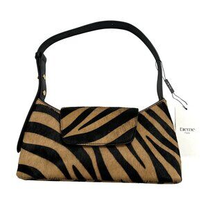 Elleme Paris Zebra Print Shoulder Bag in Black and Tan,